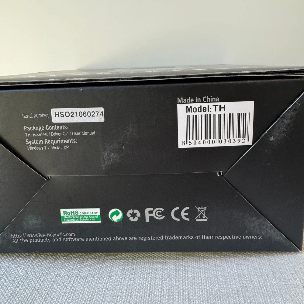 TekRepublic TH‎ Gaming Headset Black Virtual 7.1 Surround Sound USB